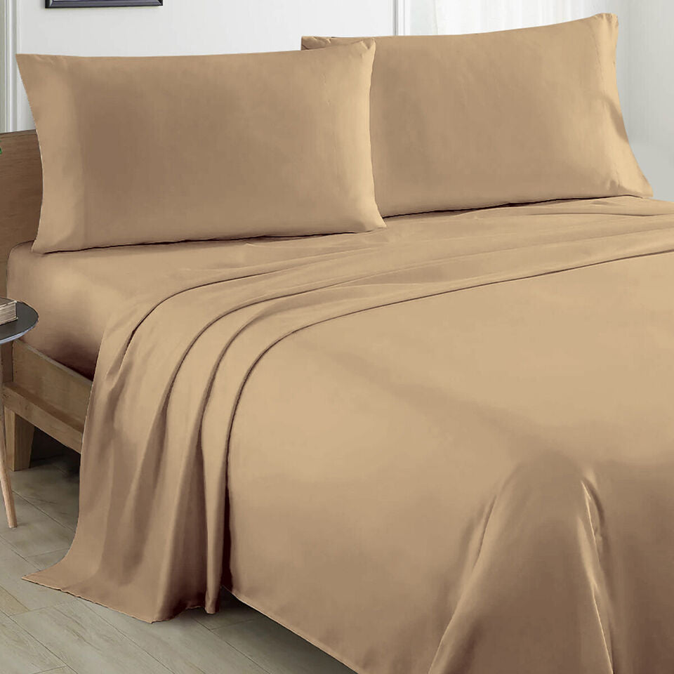 Plain Cotton Bed sheet Set - Taupe - Aura living