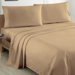 Plain Cotton Bed sheet Set - Taupe - Aura living