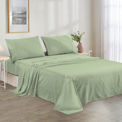 Plain Cotton Bed sheet Set - Sage Green - Aura living