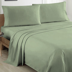 Plain Cotton Bed sheet Set - Sage Green - Aura living