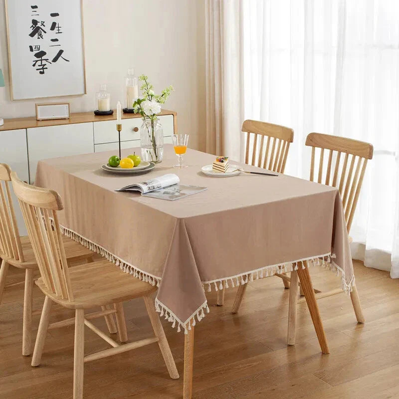Decorative Cotton Tablecloth With Tassels -