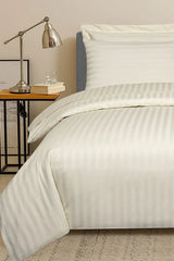 Luxury100% Egyptian Cotton Satin Stripe Duvet Cover Sets Creem - Aura Living