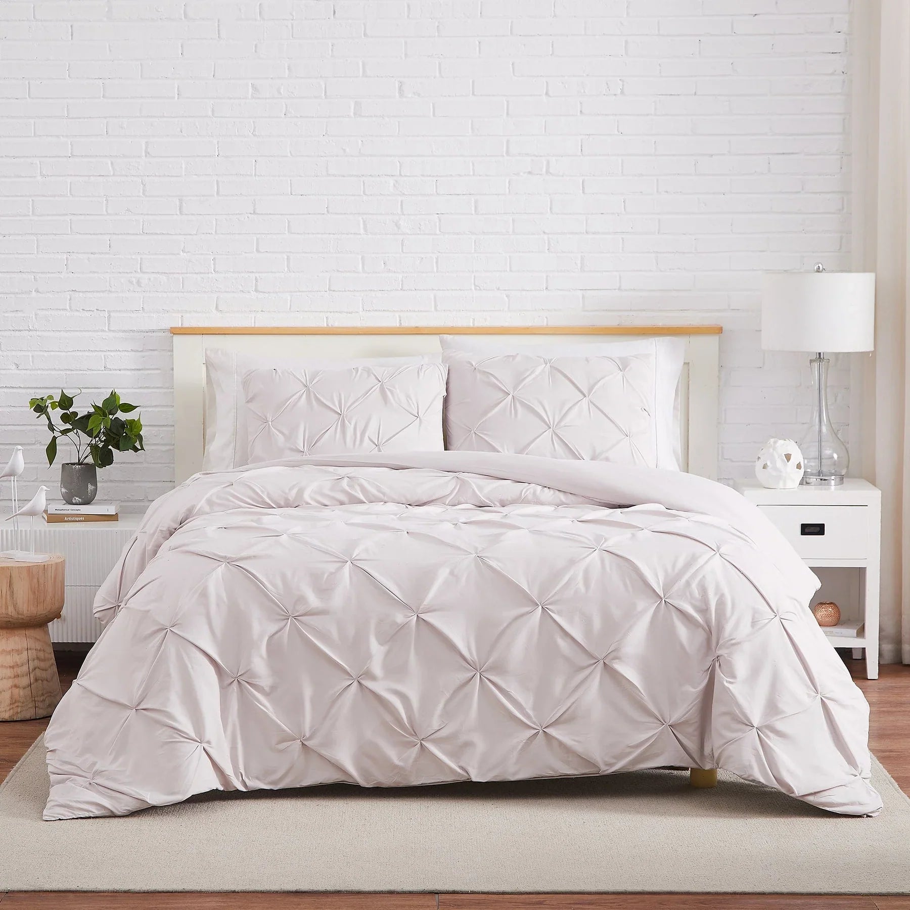 Luxury Cotton Satin Pintuck Duvet Cover Set - Off White - Aura Living