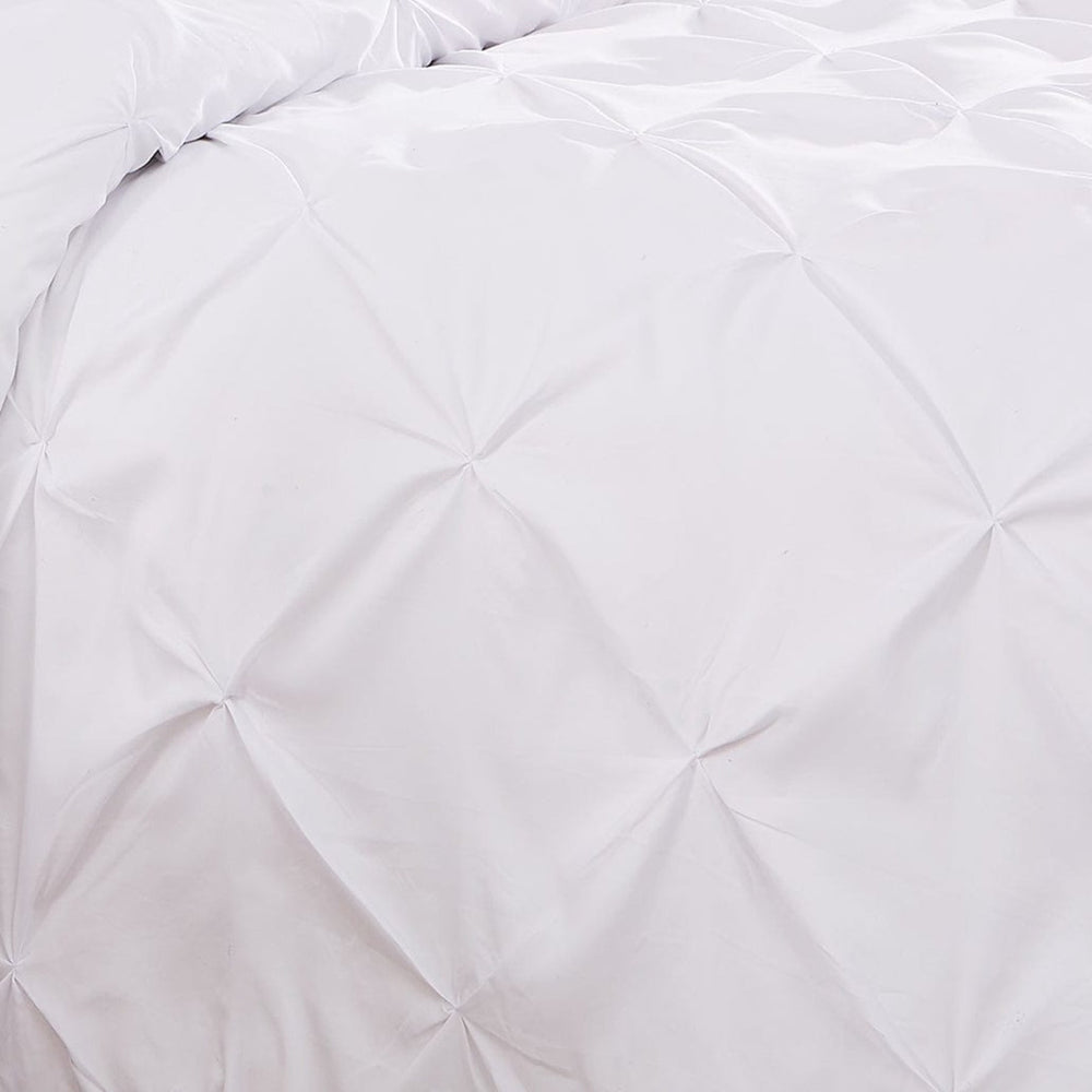 Luxury Cotton Satin Pintuck Duvet Cover Set - White - Aura Living